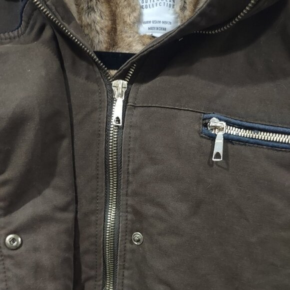 Zara Trafaluc Brown Winter Coat w/hood Size Medium Faux Fur lined - Picture 8 of 10